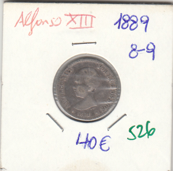 CRE0526 CRE0526 MONEDA ESPAÑA ALFONSO XIII PLATA 50 CENTIMOS 1889 8-9 - Imagen 1
