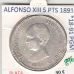 CRE0896 MONEDA  ESPAÑA ALFONSO XIII 5 PESETAS PLATA 1890 1891 PGM