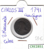 CRE2851 MONEDA  ESPAÑA CARLOS IV 1791 2 MARAVEDIS SEGOVIA COBRE
