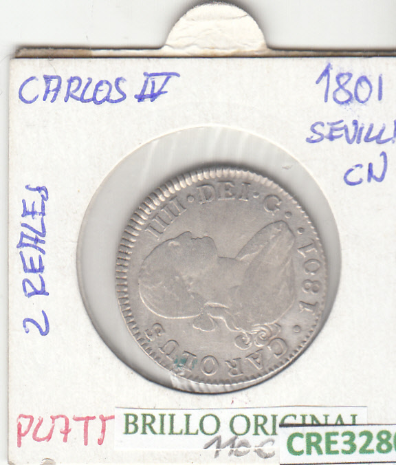 CRE3280 CRE3280 MONEDA ESPAÑA CARLOS IV 2 REALES 1801 SEVILLA BO PLATA MBC - Imagen 1