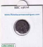 CRE3965 MONEDA ROMANA DENARIO ROMA APOLO 137 A.C. PLATA - Imagen 2