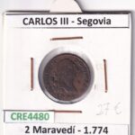 CRE4480 MONEDA ESPAÑA CARLOS III 2 MARAVEDIS 1774 SEGOVIA
