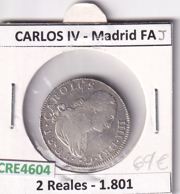 CRE4604 CRE4604 MONEDA ESPAÑA CARLOS IV 2 REALES 1801 MADRID FA - Imagen 1