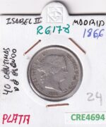 CRE4694 MONEDA ESPAÑA ISABEL II 40 CTMOS DE ESCUDO 1866 MADRID PLATA