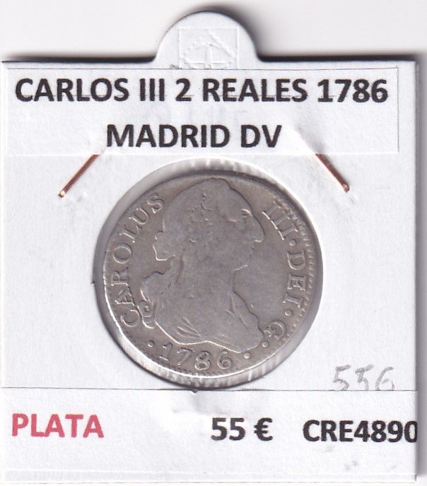 CRE4890 CRE4890 MONEDA ESPAÑA CARLOS III 2 REALES 1786 MADRID DV - Imagen 1