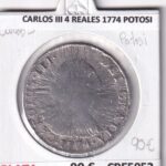 CRE5052 MONEDA ESPAÑA CARLOS III 4 REALES 1774 POTOSI PLATA