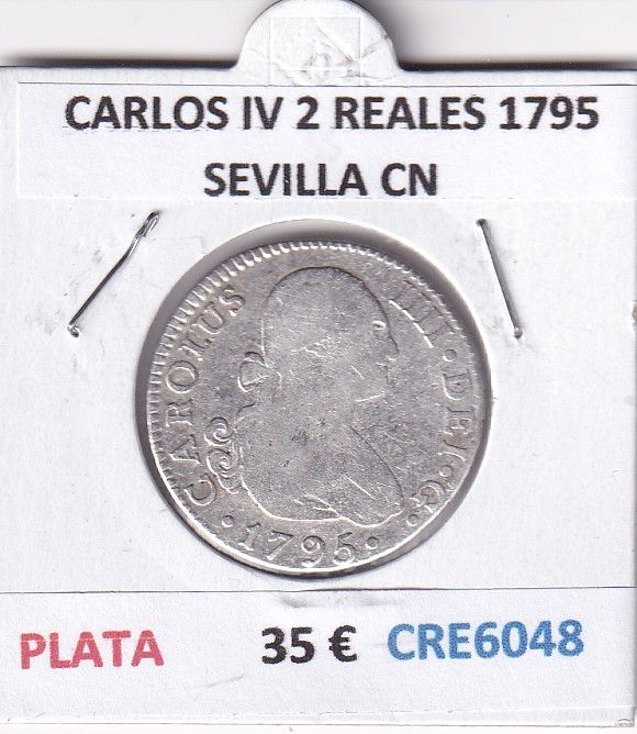 CRE6048 CRE6048 MONEDA ESPAÑA CARLOS IV 2 REALES 1795 SEVILLA CN PLATA - Imagen 1