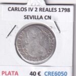 CRE6050 MONEDA ESPAÑA CARLOS IV 2 REALES 1798 SEVILLA CN PLATA
