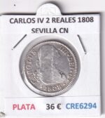 CRE6294 MONEDA ESPAÑA CARLOS IV 2 REALES 1808 SEVILLA CN PLATA