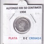 CRE6414  MONEDA ESPAÑA ALFONSO XIII 50 CENTIMOS 1904 PLATA