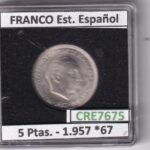 CRE7675 MONEDA ESPAÑA ESTADO ESPAÑOL 5 PESETAS 1957 *67
