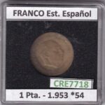 CRE7718 MONEDA ESPAÑA ESTADO ESPAÑOL 1 PESETA 1953 *54