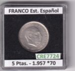 CRE7724 MONEDA ESPAÑA ESTADO ESPAÑOL 5 PESETAS 1957 *70