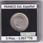 CRE7724 MONEDA ESPAÑA ESTADO ESPAÑOL 5 PESETAS 1957 *70