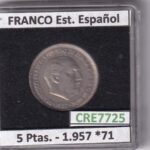 CRE7725 MONEDA ESPAÑA ESTADO ESPAÑOL 5 PESETAS 1957 *71