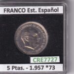CRE7727 MONEDA ESPAÑA ESTADO ESPAÑOL 5 PESETAS 1957 *73