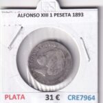 CRE7964 MONEDA ESPAÑA ALFONSO XIII 1 PESETA 1893 PLATA