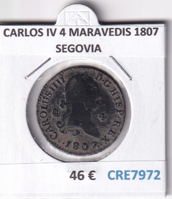CRE7972 CRE7972 MONEDA ESPAÑA CARLOS IV 4 MARAVEDIS 1807 SEGOVIA - Imagen 1