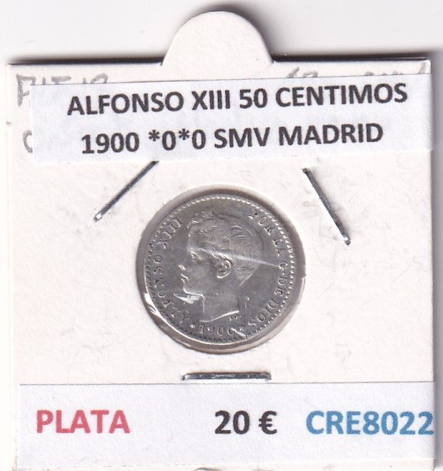 CRE8022 CRE8022 MONEDA ESPAÑA ALFONSO XIII 50 CENTIMOS 1900 *0*0 SMV MADRID - Imagen 1
