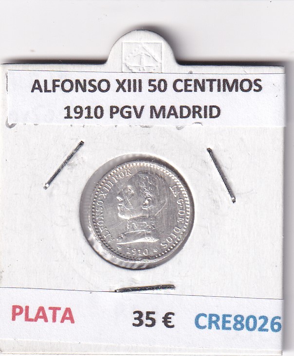 CRE8026 CRE8026 MONEDA ESPAÑA ALFONSO XIII 50 CENTIMOS 1910 PGV MADRID - Imagen 1