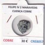 CRE8057 MONEDA ESPAÑA FELIPE IV 2 MARAVEDIS  CUENCA COBRE