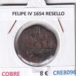 CRE8096 MONEDA ESPAÑA FELIPE IV 1654 RESELLO COBRE