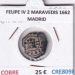 CRE8098 MONEDA ESPAÑA FELIPE IV 2 MARAVEDIS 1662 MADRID COBRE