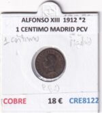 CRE8122 MONEDA ESPAÑA ALFONSO XIII  1912 *2 1 CENTIMO MADRID PCV