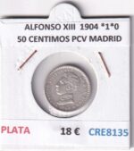 CRE8135 MONEDA ESPAÑA ALFONSO XIII  1904 *1*0 50 CENTIMOS PCV MADRID
