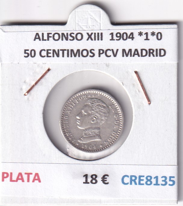 CRE8135 CRE8135 MONEDA ESPAÑA ALFONSO XIII 1904 *1*0 50 CENTIMOS PCV MADRID - Imagen 1