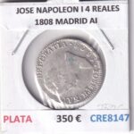 CRE8147 MONEDA ESPAÑA JOSE NAPOLEON I 4 REALES 1808 MADRID AI PLATA