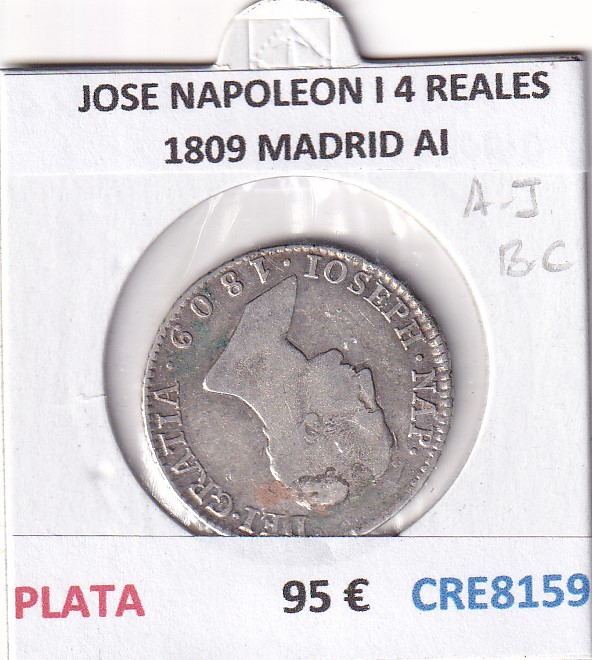 CRE8159 CRE8159 MONEDA ESPAÑA JOSE NAPOLEON I 4 REALES 1809 MADRID AI PLATA - Imagen 1