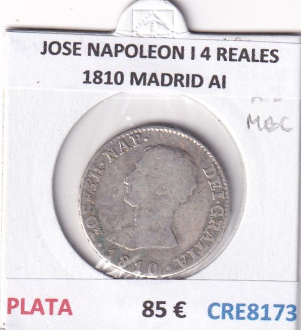 CRE8173 CRE8173 MONEDA ESPAÑA JOSE NAPOLEON I 4 REALES 1810 MADRID AI PLATA - Imagen 1