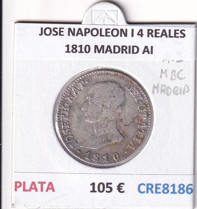 CRE8186 CRE8186 MONEDA ESPAÑA JOSE NAPOLEON I 4 REALES 1810 MADRID AI PLATA - Imagen 1