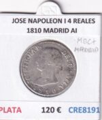 CRE8191 MONEDA ESPAÑA JOSE NAPOLEON I 4 REALES 1810 MADRID AI PLATA