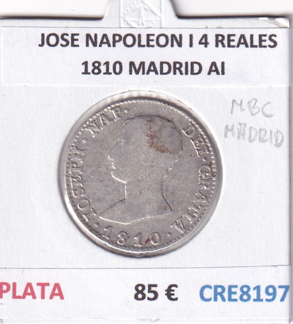 CRE8197 CRE8197 MONEDA ESPAÑA JOSE NAPOLEON I 4 REALES 1810 MADRID AI PLATA - Imagen 1