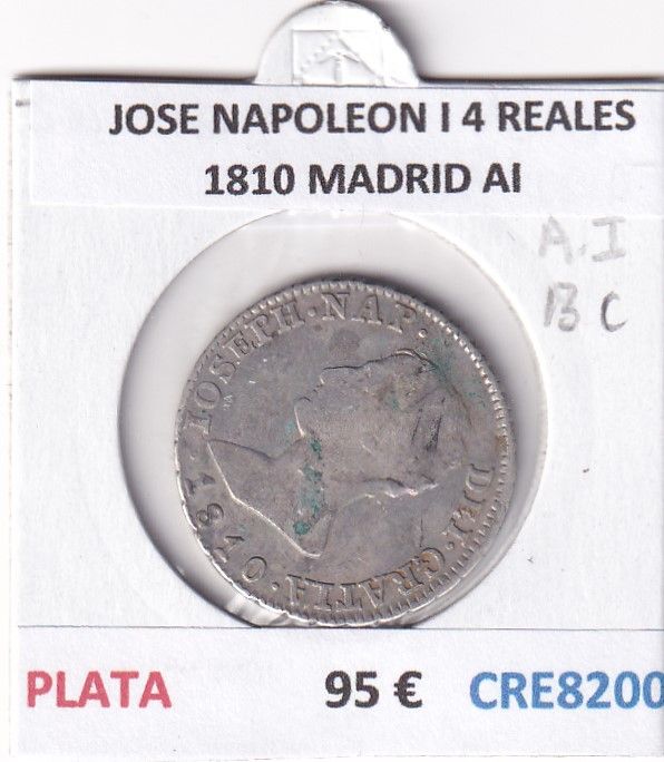 CRE8200 CRE8200 MONEDA ESPAÑA JOSE NAPOLEON I 4 REALES 1810 MADRID AI PLATA - Imagen 1