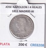 CRE8208 MONEDA ESPAÑA JOSE NAPOLEON I 4 REALES 1811 MADRID AI PLATA