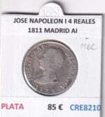 CRE8210 MONEDA ESPAÑA JOSE NAPOLEON I 4 REALES 1811 MADRID AI PLATA