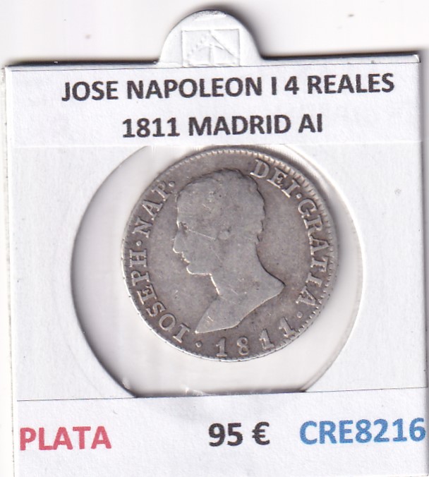 CRE8216 CRE8216 MONEDA ESPAÑA JOSE NAPOLEON I 4 REALES 1811 MADRID AI PLATA - Imagen 1