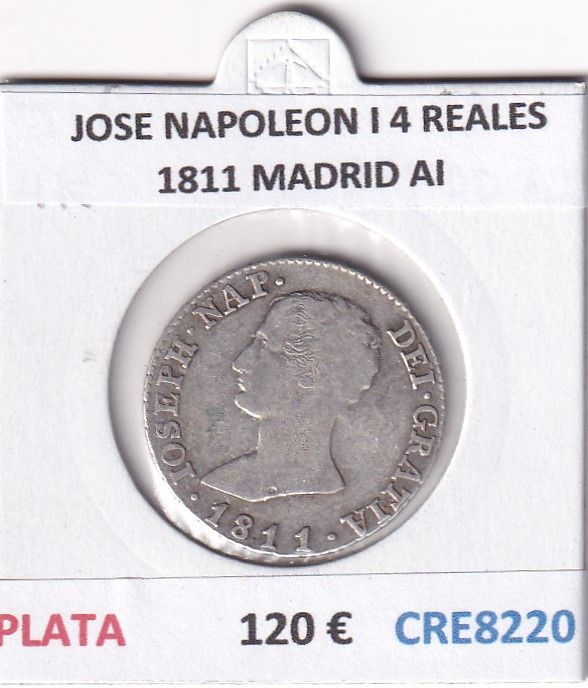CRE8220 CRE8220 MONEDA ESPAÑA JOSE NAPOLEON I 4 REALES 1811 MADRID AI PLATA - Imagen 1