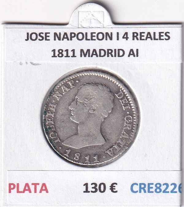 CRE8226 CRE8226 MONEDA ESPAÑA JOSE NAPOLEON I 4 REALES 1811 MADRID AI PLATA - Imagen 1