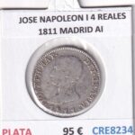 CRE8234 MONEDA ESPAÑA JOSE NAPOLEON I 4 REALES 1811 MADRID AI PLATA