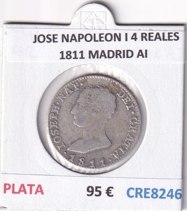 CRE8246 CRE8246 MONEDA ESPAÑA JOSE NAPOLEON I 4 REALES 1811 MADRID AI PLATA - Imagen 1