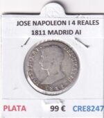 CRE8247 MONEDA ESPAÑA JOSE NAPOLEON I 4 REALES 1811 MADRID AI PLATA