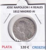 CRE8256 MONEDA ESPAÑA JOSE NAPOLEON I 4 REALES 1812 MADRID AI PLATA