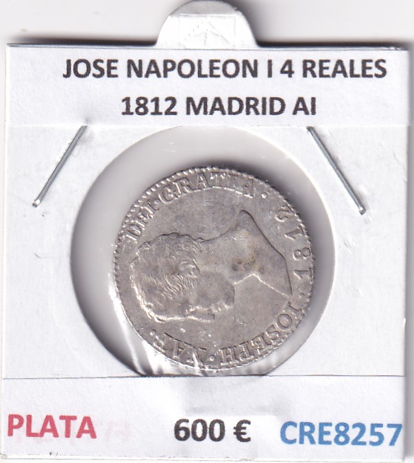 CRE8257 CRE8257 MONEDA ESPAÑA JOSE NAPOLEON I 4 REALES 1812 MADRID AI PLATA - Imagen 1