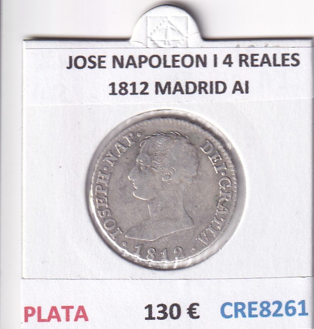 CRE8261 CRE8261 MONEDA ESPAÑA JOSE NAPOLEON I 4 REALES 1812 MADRID AI PLATA - Imagen 1
