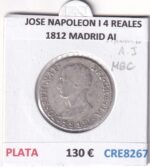 CRE8267 MONEDA ESPAÑA JOSE NAPOLEON I 4 REALES 1812 MADRID AI PLATA