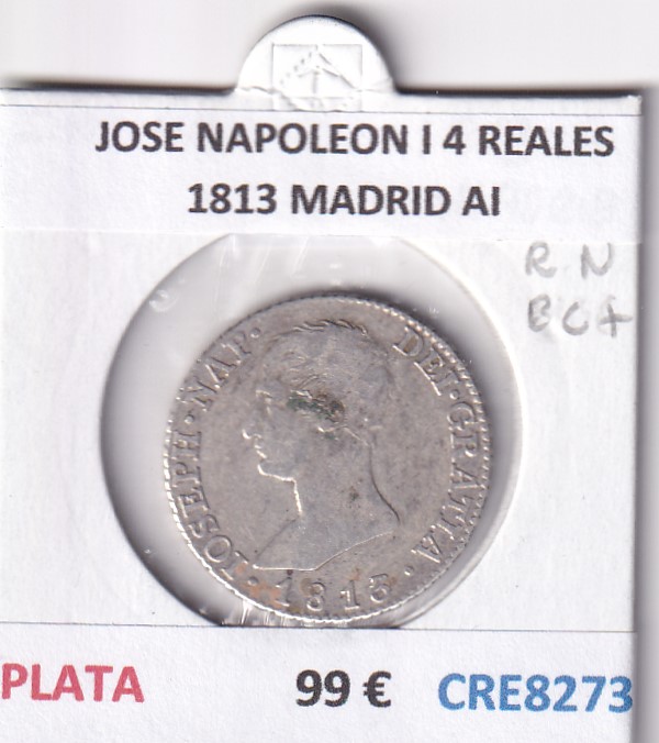 CRE8273 CRE8273 MONEDA ESPAÑA JOSE NAPOLEON I 4 REALES 1813 MADRID AI PLATA - Imagen 1
